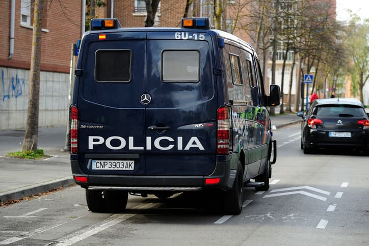 Police van in Spain