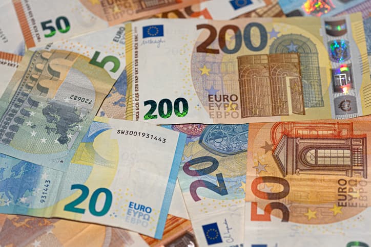 Euro banknotes close up