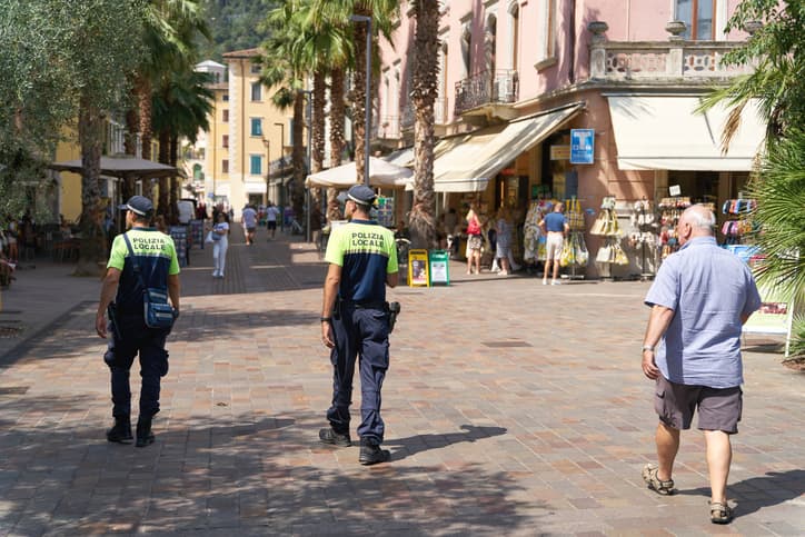 Police presence in the popular vacation resort of Riva del Garda on Lake Garda